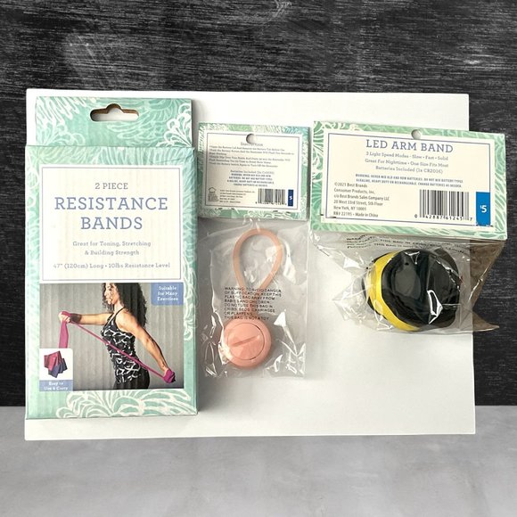 Best Brands 4PC Running SET; Resistance Bands, Hydration Reminder, LED Arm Band - Picture 1 of 7
